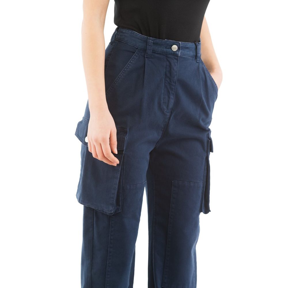 Blue Cotton Cargo Pants