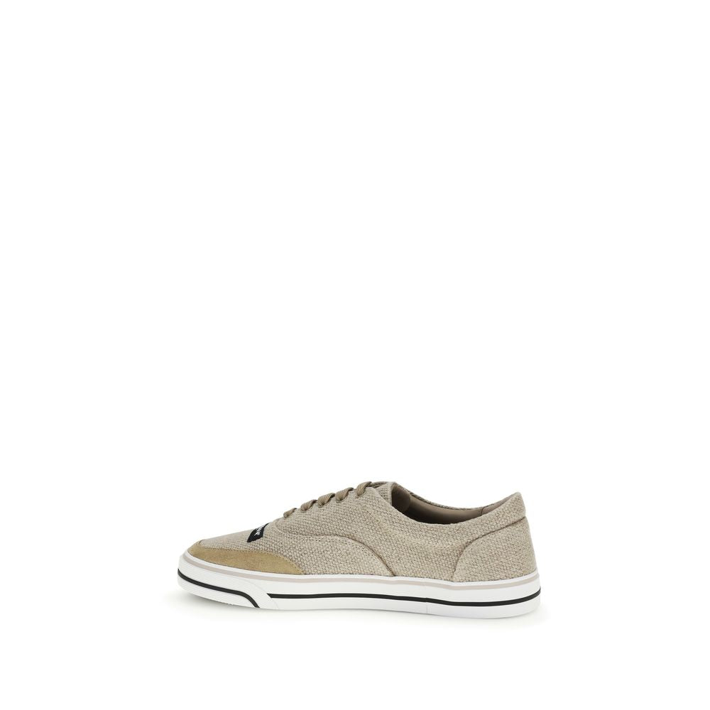 Beige Linen Low Top Sneakers