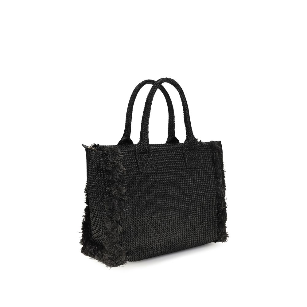 Black Raffia Shoulder Bag