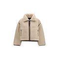 Beige Polyester Full-Length Jacket