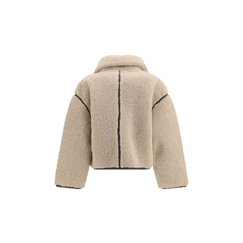 Beige Polyester Full-Length Jacket