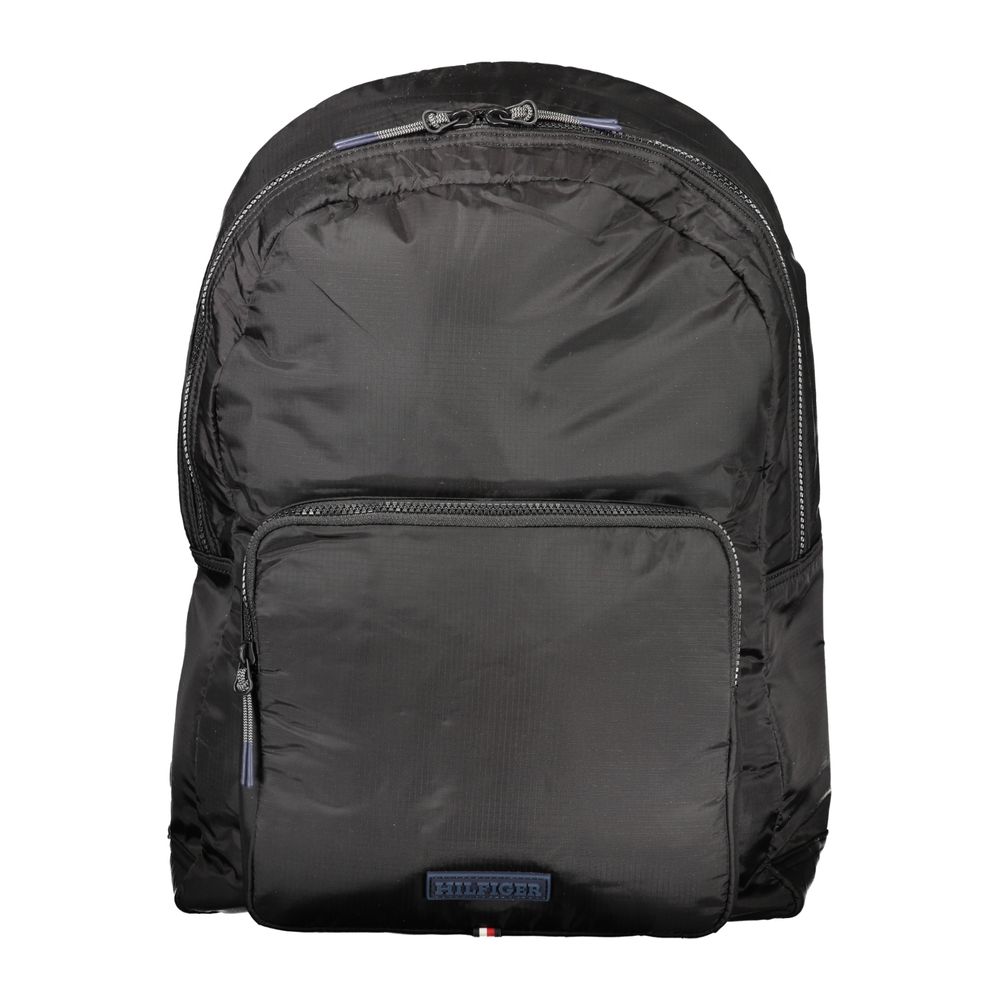 Black Polyurethane Men Backpack
