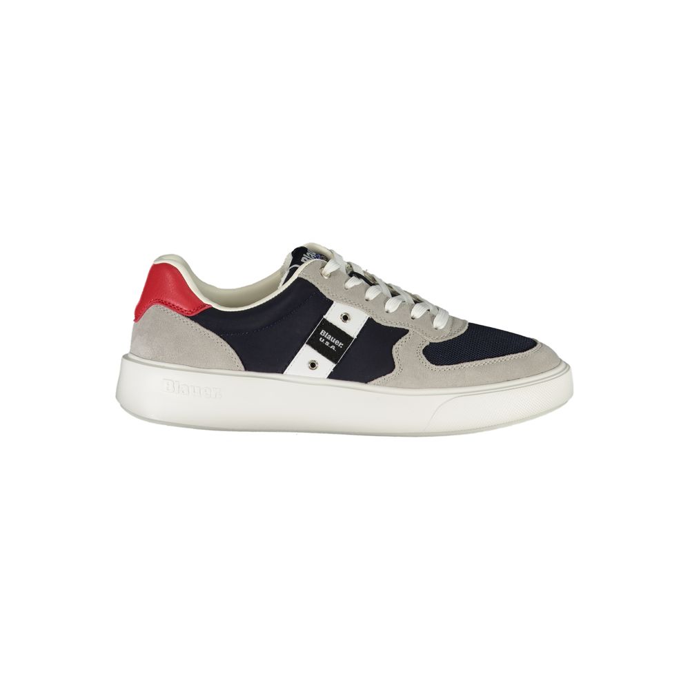 Blue Polyurethane Men Sneaker