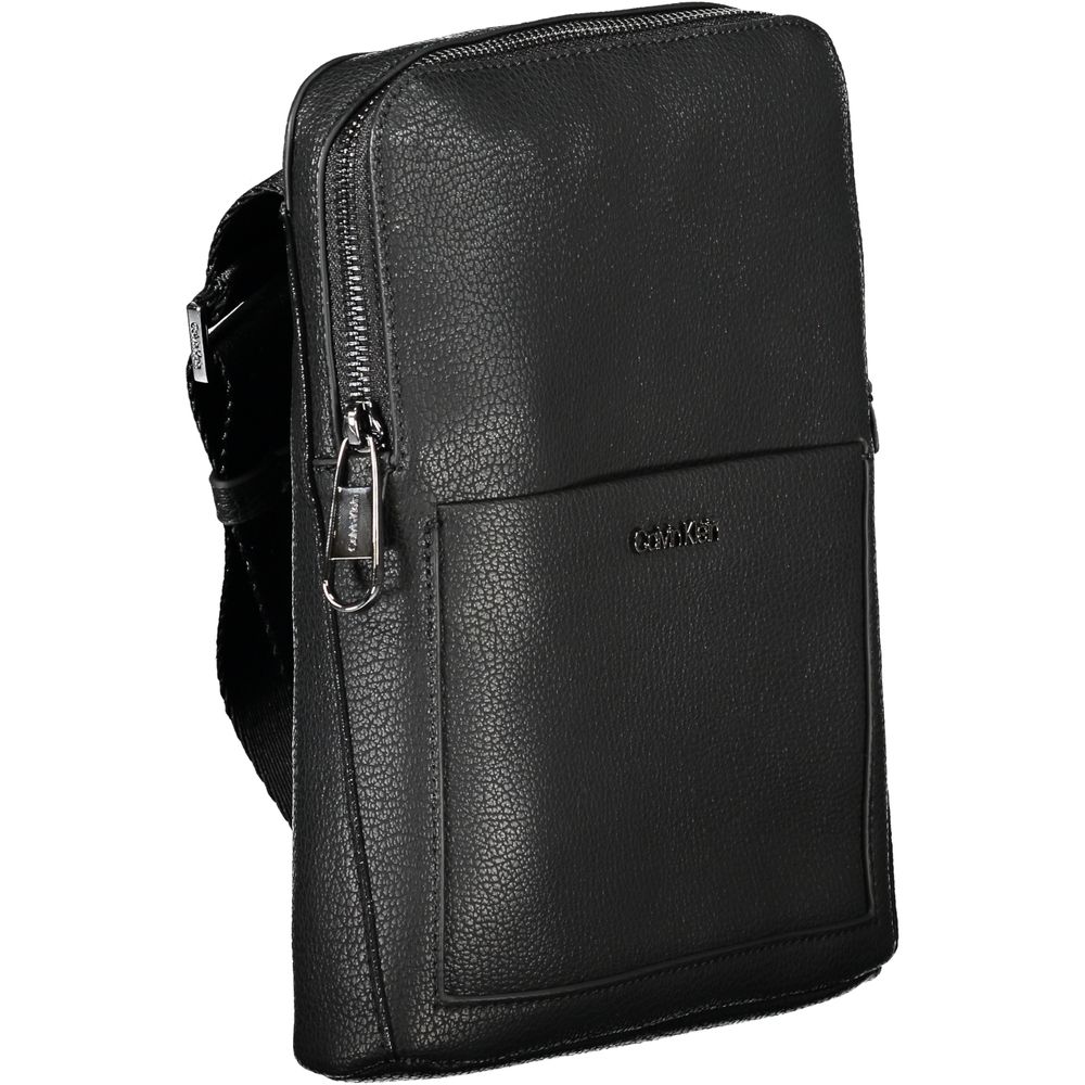 Black Polyurethane Men's Shoulder Bag