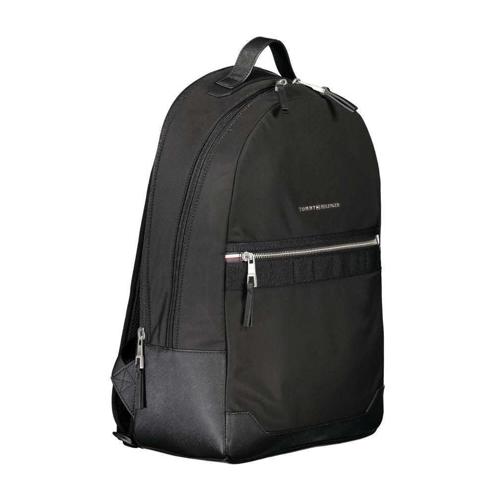 Black Polyester Men Backpack