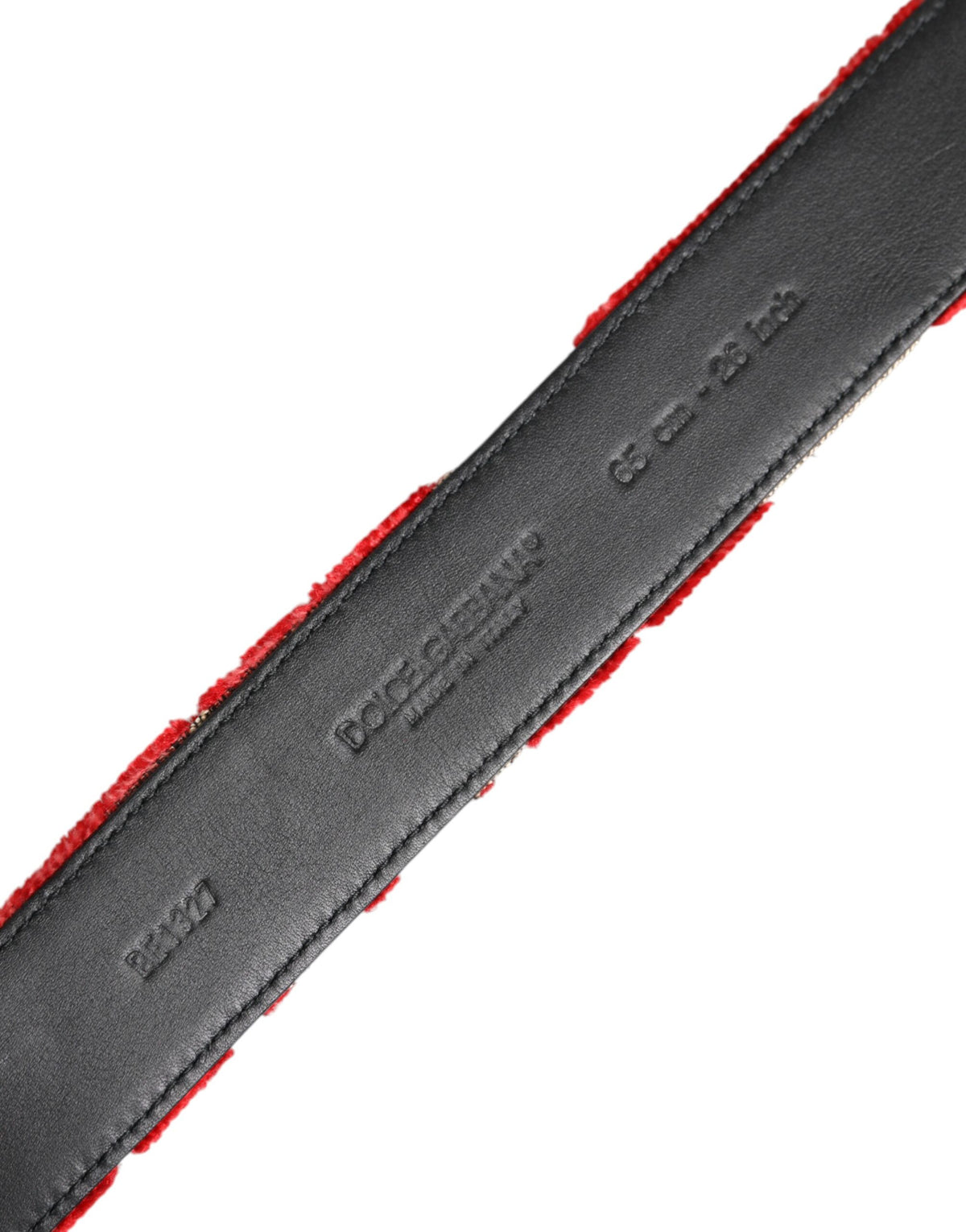 Red Viscose Silver DG Logo Metal Buckle Belt