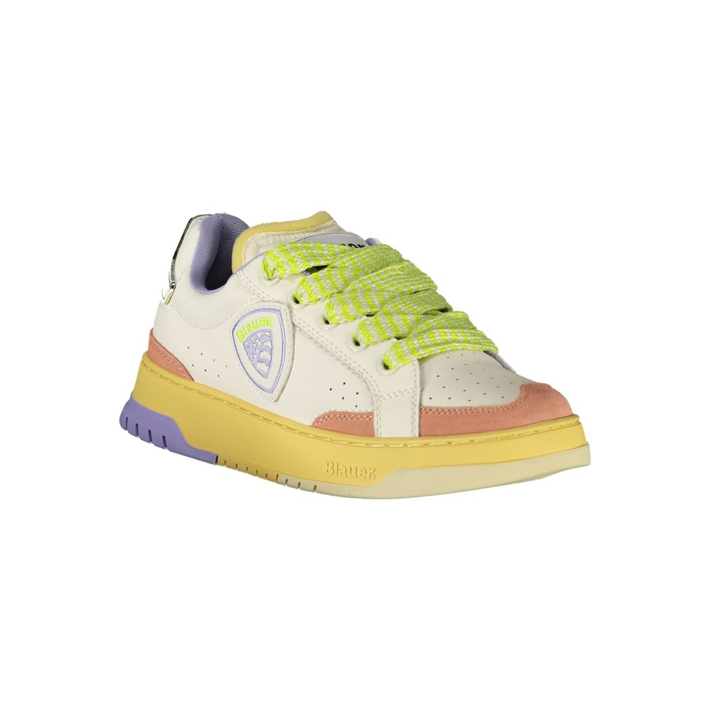 White Polyurethane Women Sneaker