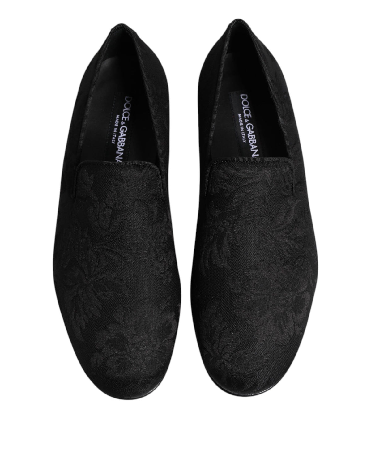 Black Floral Brocade Loafers Men Dress Shoes