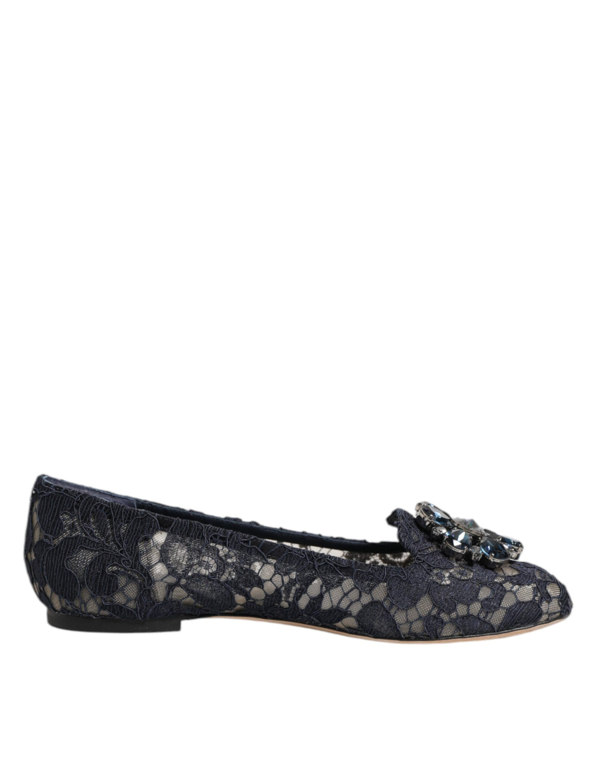 Blue Taormina Lace Crystals Flats Shoes