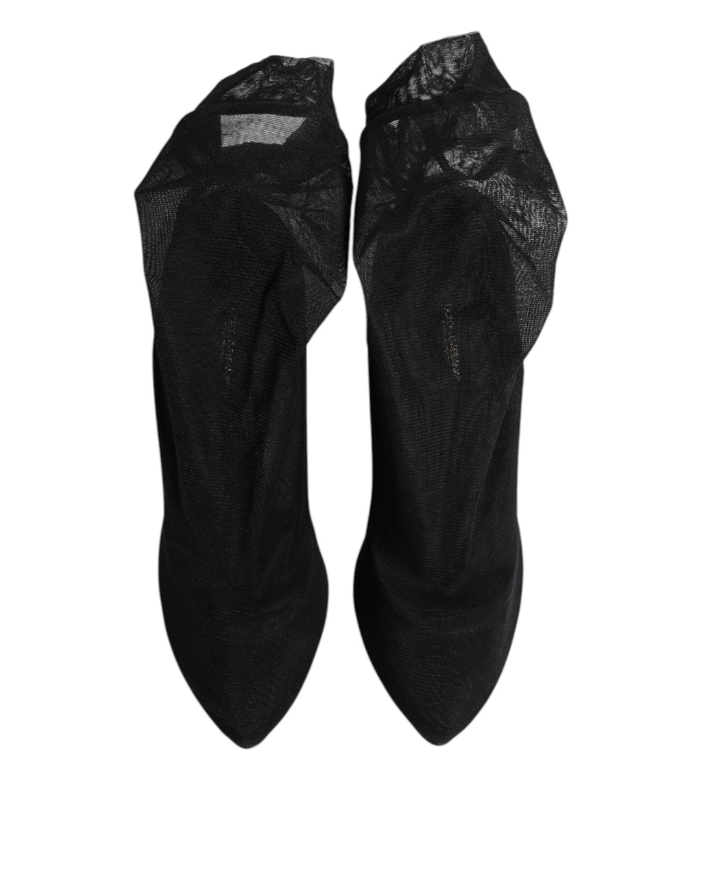Black Silk Stretch Mesh Sock Boots Shoes