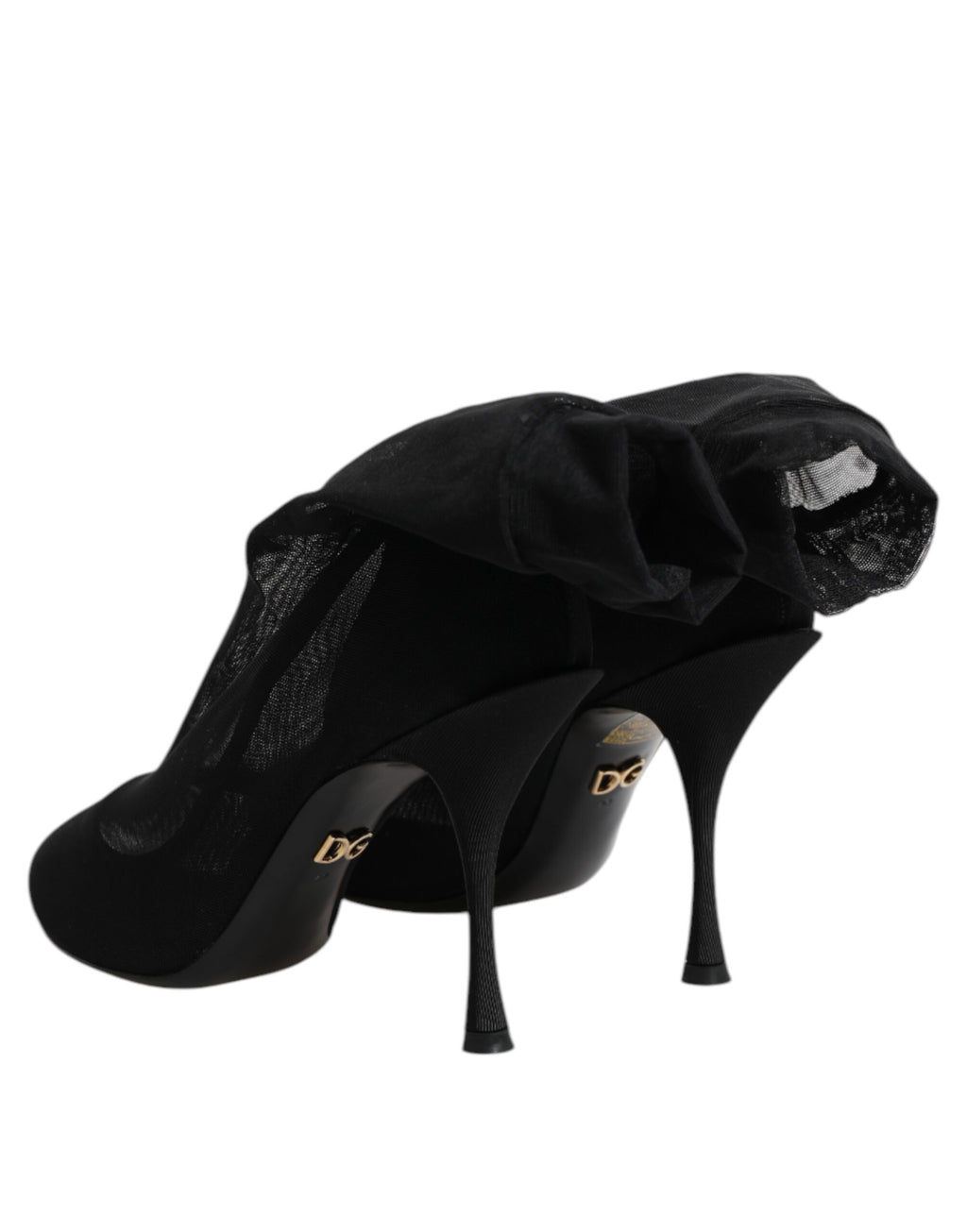 Black Silk Stretch Mesh Sock Boots Shoes