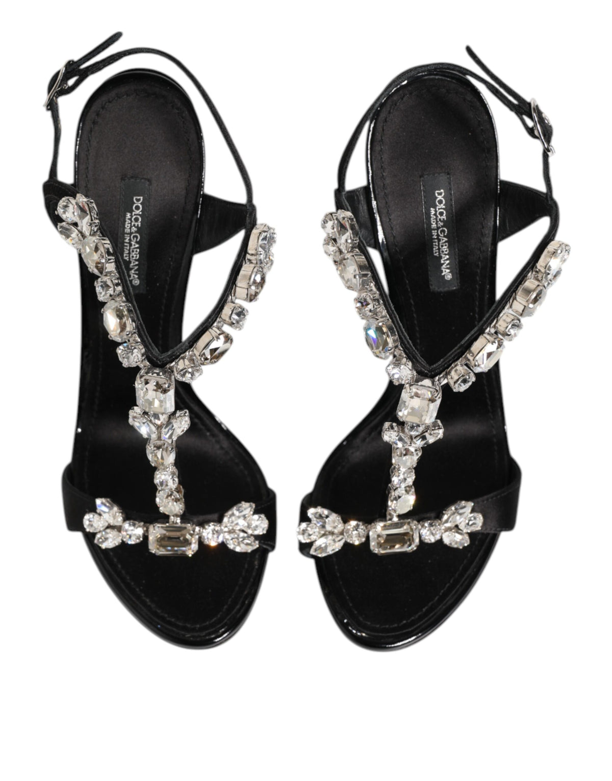 Black Keira Crystals Heels Sandals Shoes