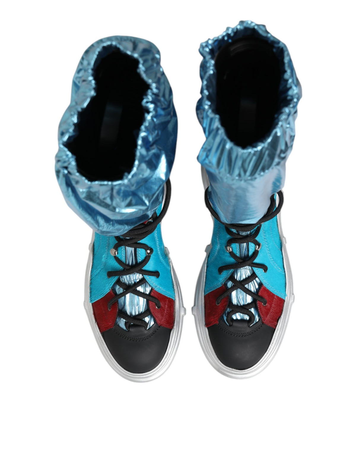 Blue Lace Up Over The Knee Socks Men Boots Shoes