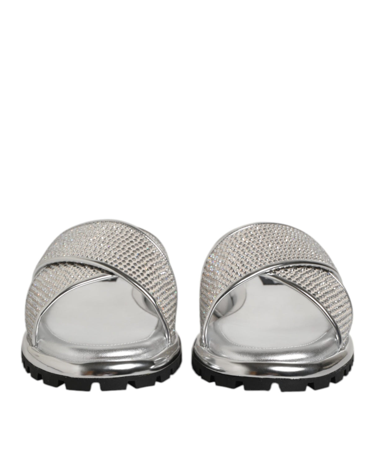 Silver Strass Slides Flats Slippers Shoes