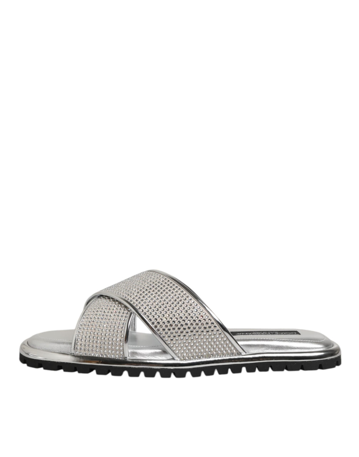 Silver Strass Slides Flats Slippers Shoes