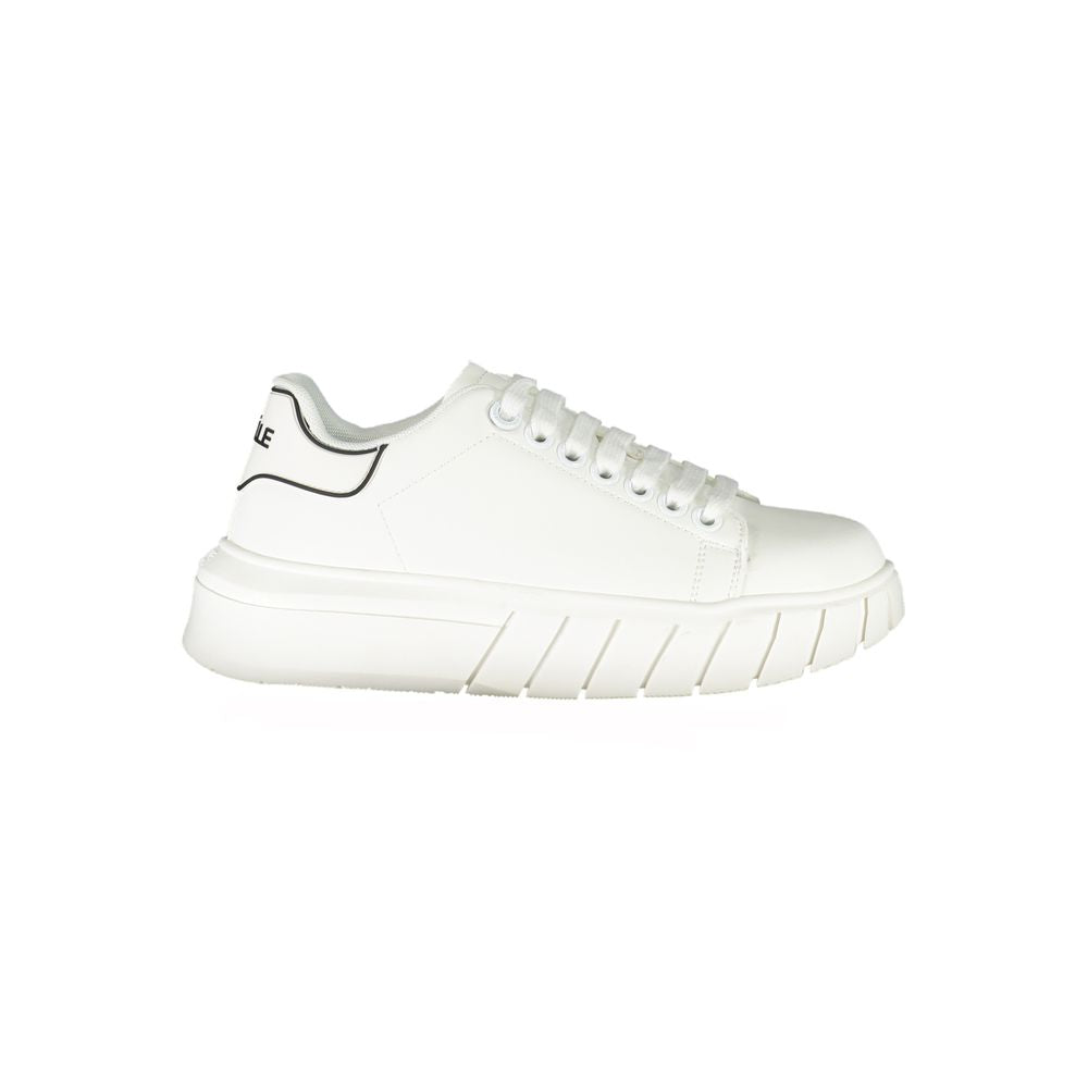 White Polyurethane Women Sneaker