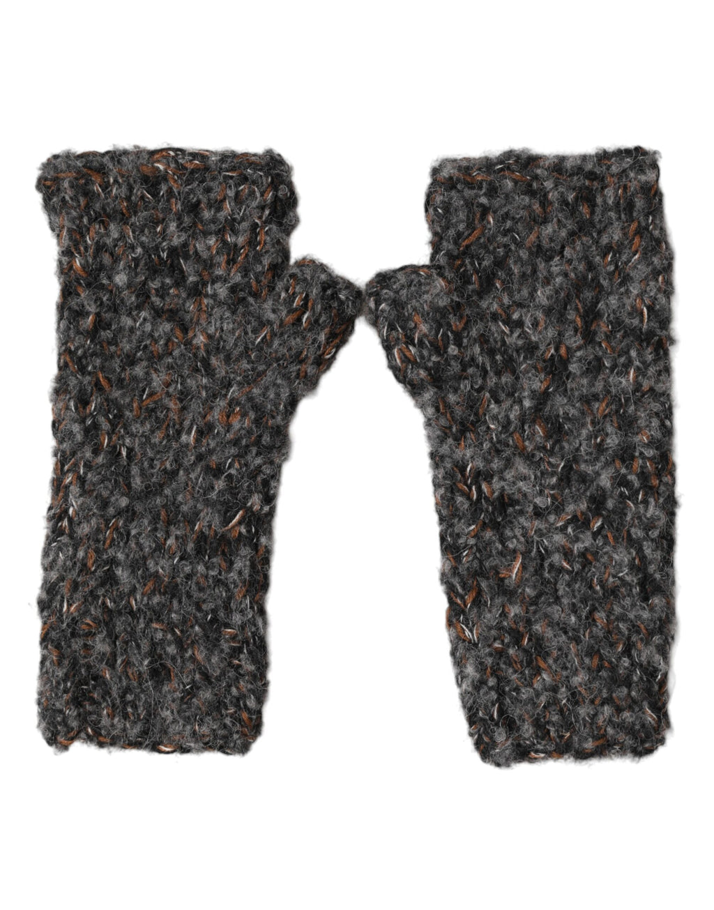 Gray Virgin Wool Knitted Fingerless Men Gloves