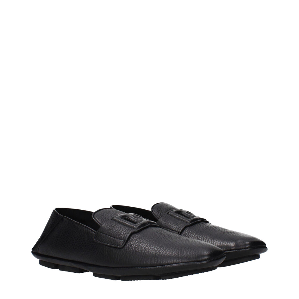 Black Leather Slip-On Loafers