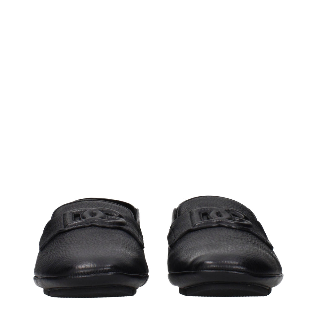 Black Leather Slip-On Loafers